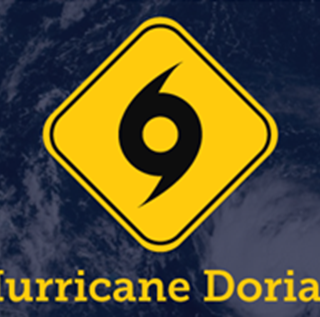 Hurricane icon with text: Hurricane Dorian