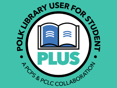 Polk Library User for Student logo for PLUS cards, a PCPC & PCLC Collaboration