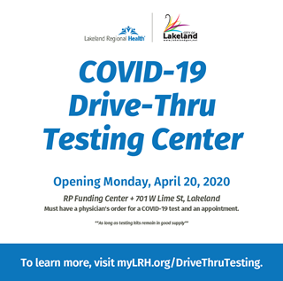 COVID-19 Drive-Thru Testing Center Flyer (all info in blog post)