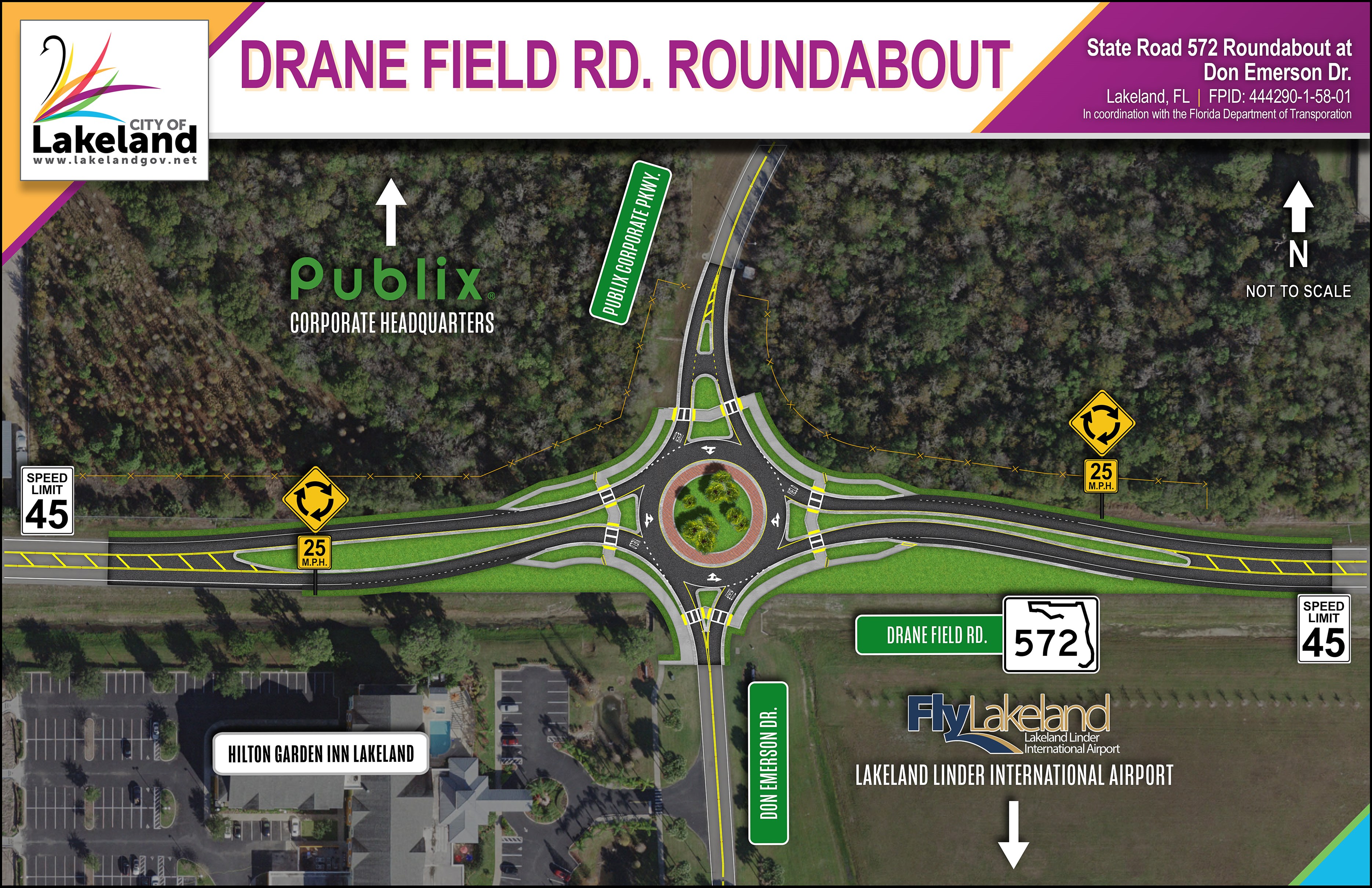 Drane Field Road Roundabout layout aerial view