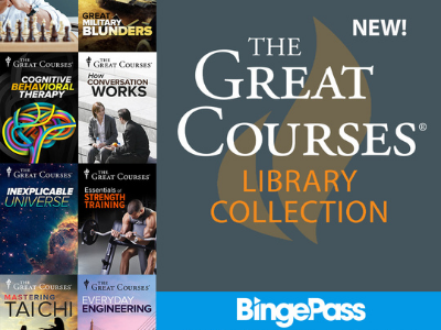 The Great Courses Library Collection on hoopla Bingepass; link to hoopla digital online catalog