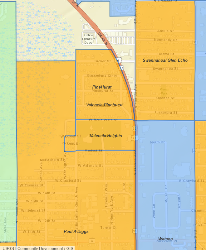 Map of Valencia-Pinehurst