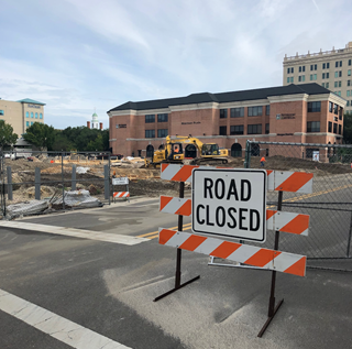 Road Closed at Heritage Garage Construction Site in Downtown Lakeland