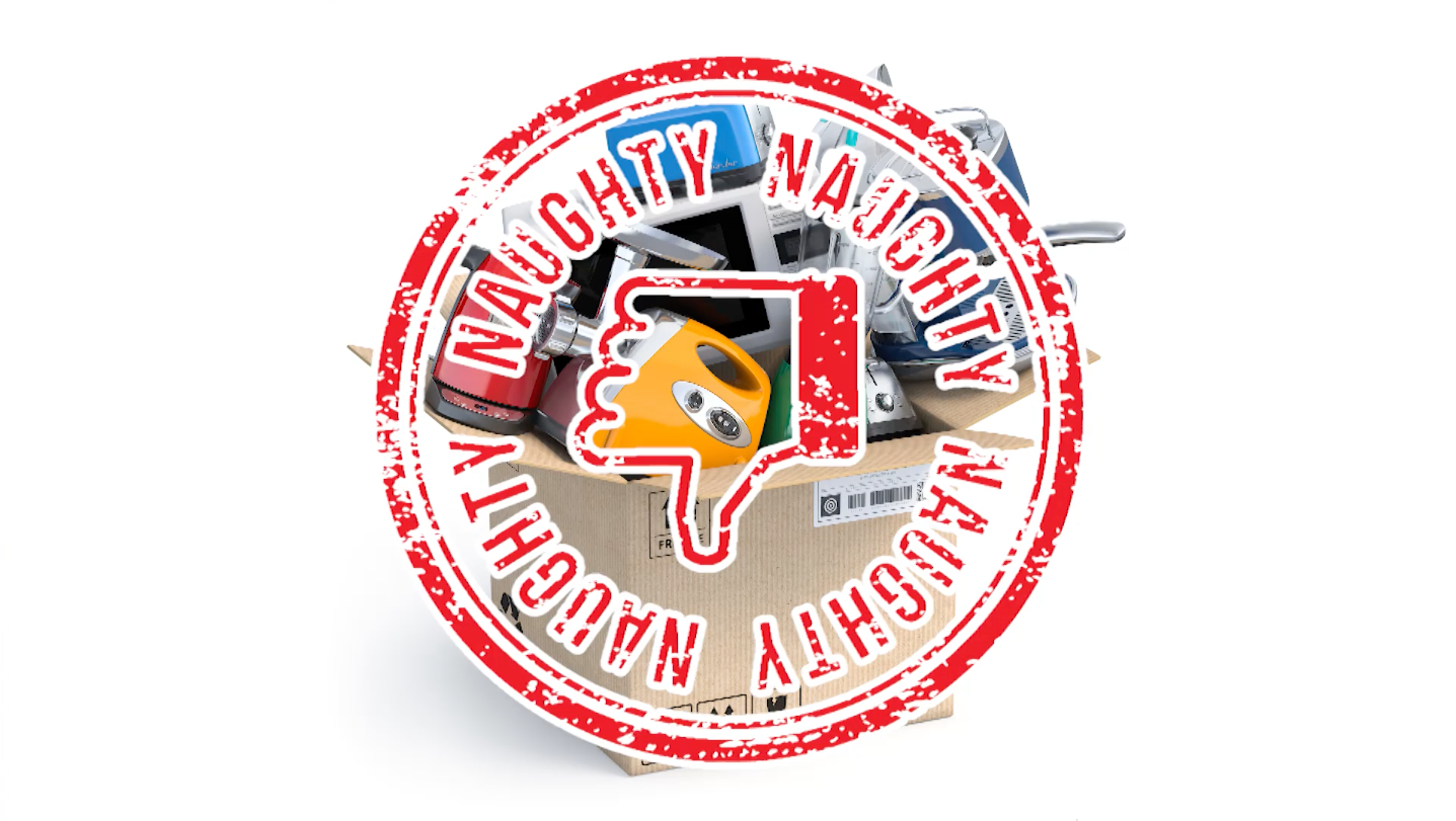 Batteries & Electronics with "naughty" stamp