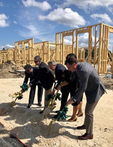 groundbreaking at mirrorton - City and Mirrorton officials breaking ground with shovels