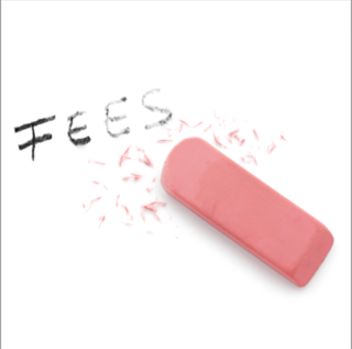 eraser erasing the word "fees"