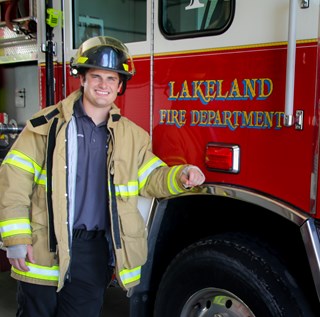 Image of contestant Steven Czop on Fire Truck