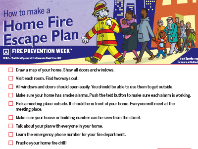 Home fire escape plan worksheet