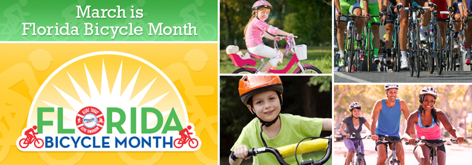 Florida Bicycle Month 2021 - Collage photos of people bicycling