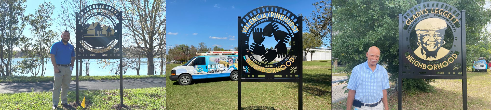 3 neighborhood sign installation pictures