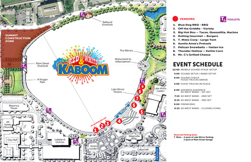 Red White and Kaboom 2021 event and vendor map (details below map)