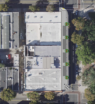 Aerial map of the new main street enhanced streetscape project between kentucky ave and tennessee ave