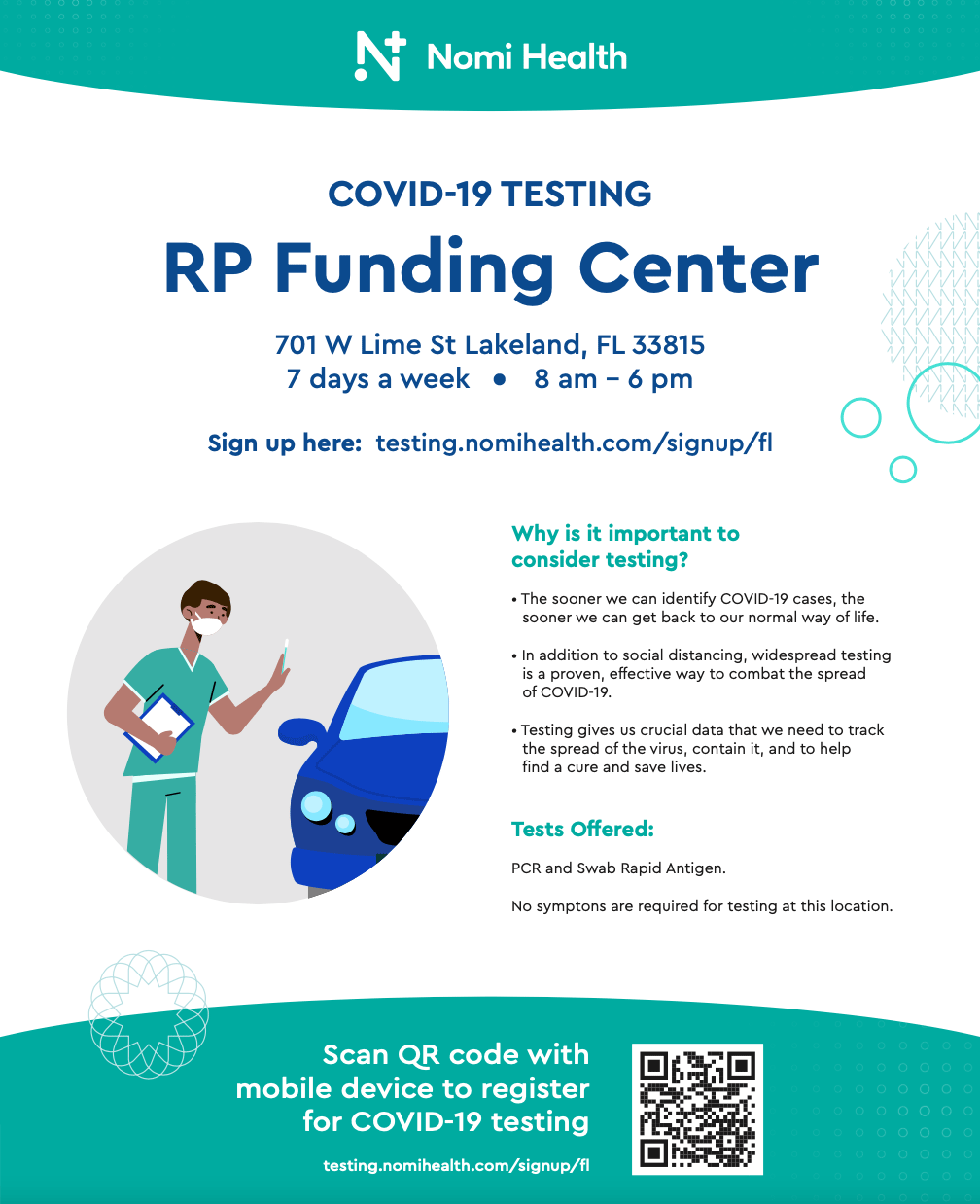 covid 19 testing at rp funding center nomi health