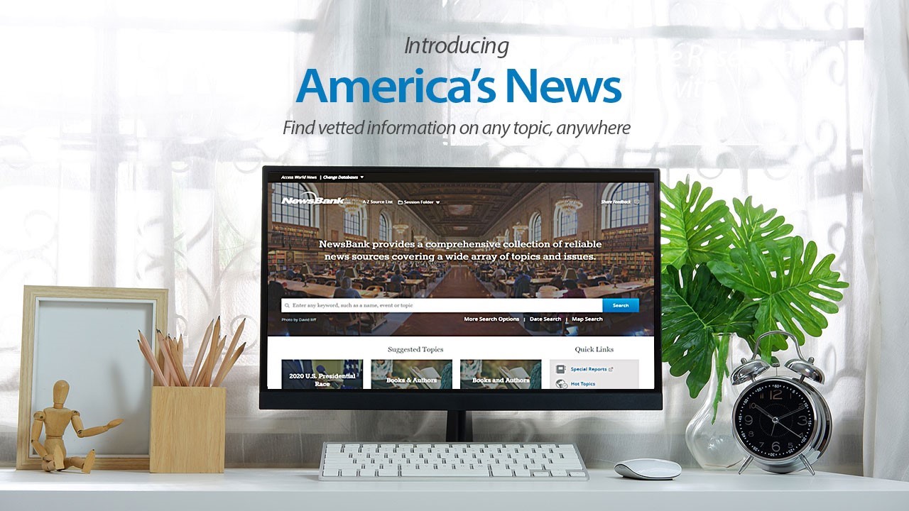 Introducing America's News. Find vetted information on any topic, anywhere; link to Lakeland Public Library Newsbank
