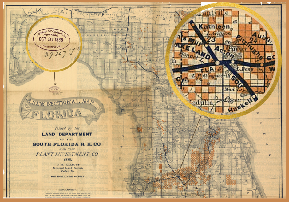An 1888 railroad map shows a stop at the former Acton community, between Lake Parker and Lake Bonny.