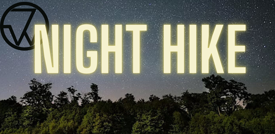 dark sky with night hike in yellow font