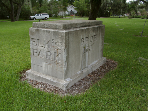 Interlachen Park was originally dedicated in June 1933 as "Elk's Park," with a statue of an elk atop a rectangular pedestal that still stands. The dedication was attended by Florida Governor Dave Scholtz. However, a few years later, City Director of Recreation Joker Marchant asked the Elks to move the sculpture amid concerns that children were climbing on it and might get hurt.