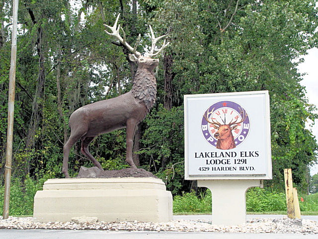 The elk now stands watch outside the current home of Lodge 1291 of the Benevolent and Protective Order of the Elks (BPOE) at 4529 Harden Blvd.