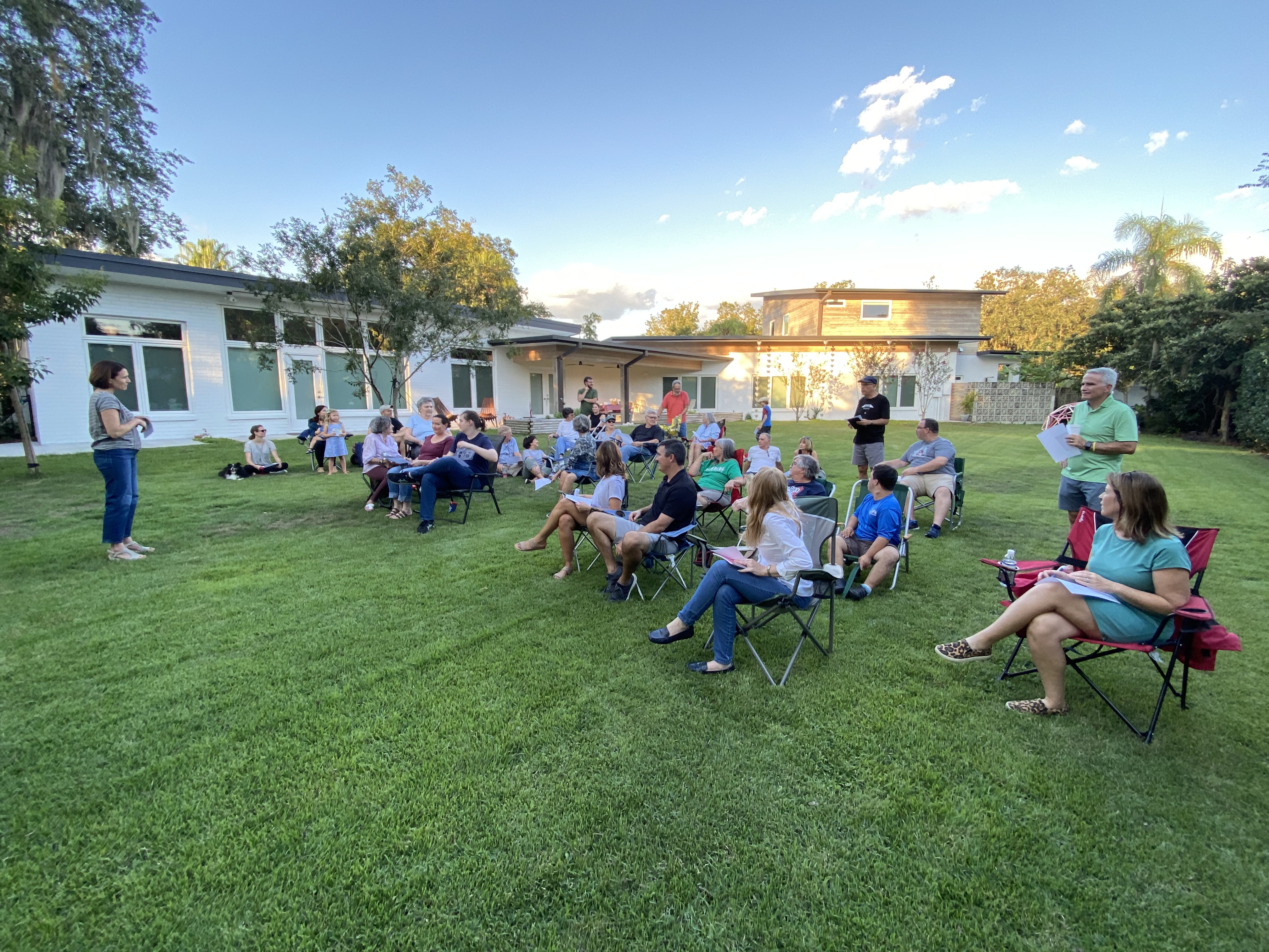 Neighborhood association meetings are often backyard events in Historic Beacon Hill.