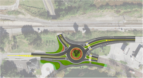 Anticipated traffic design for Five Points Roundabout