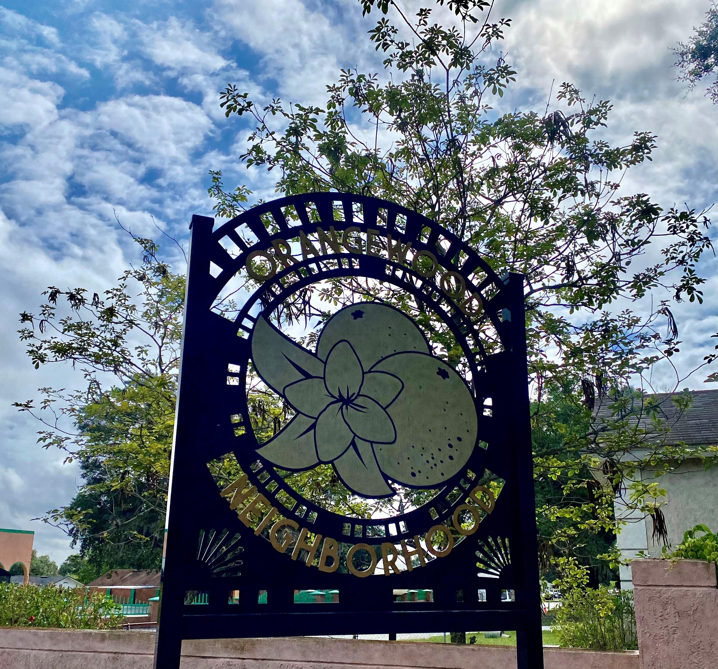 The Orangewood neighborhood sign off Providence Road.