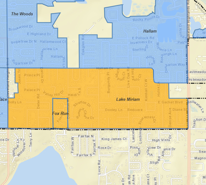 Map of Lake Miriam Neighborhood.