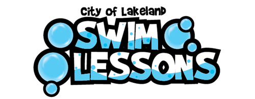 Text with bubbles - "City of Lakeland Swim Lessons"