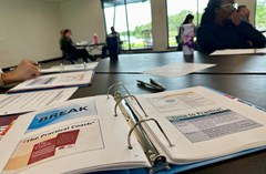 Lake Crago Classroom - close-up of table.