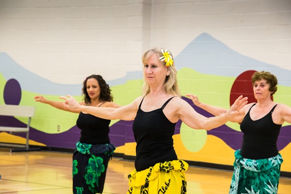 3 ladies dancing in KRC gym