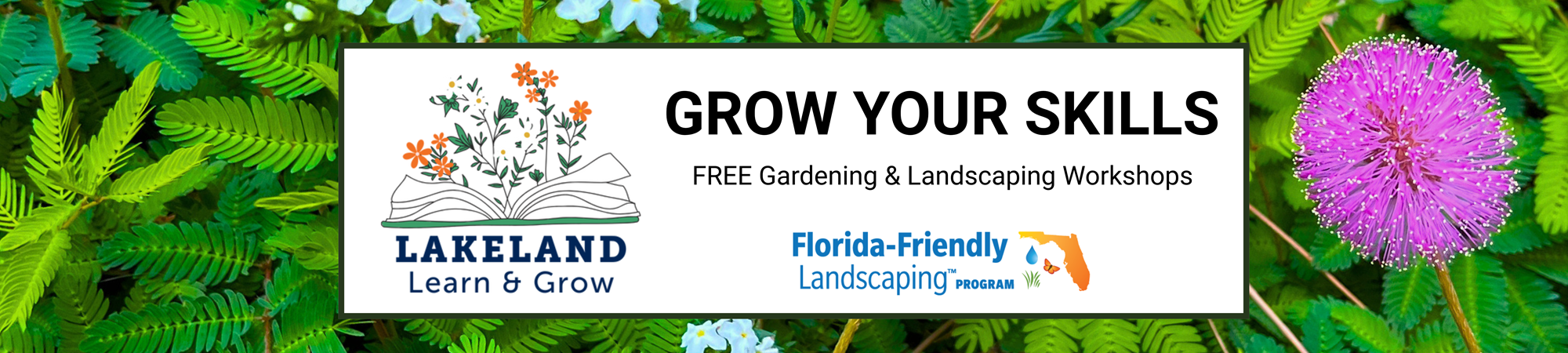 learn and grow flyer for free gardening and landscaping workshops