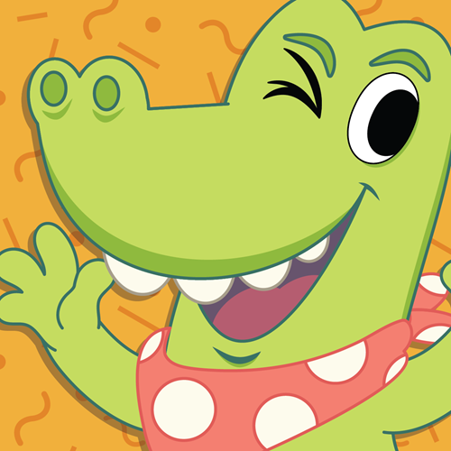 Cartoon alligator smiling with a wave