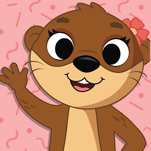 Cartoon otter smiling with a wave