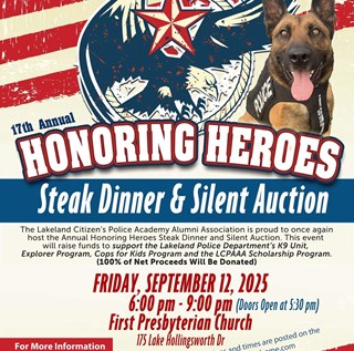 Lakeland Citizen's Police Academy Alumni host 17th Annual Honoring Heroes Steak Dinner & Silent Auction