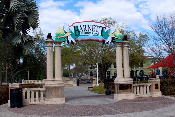 A picture of Barnett Family Park signage
