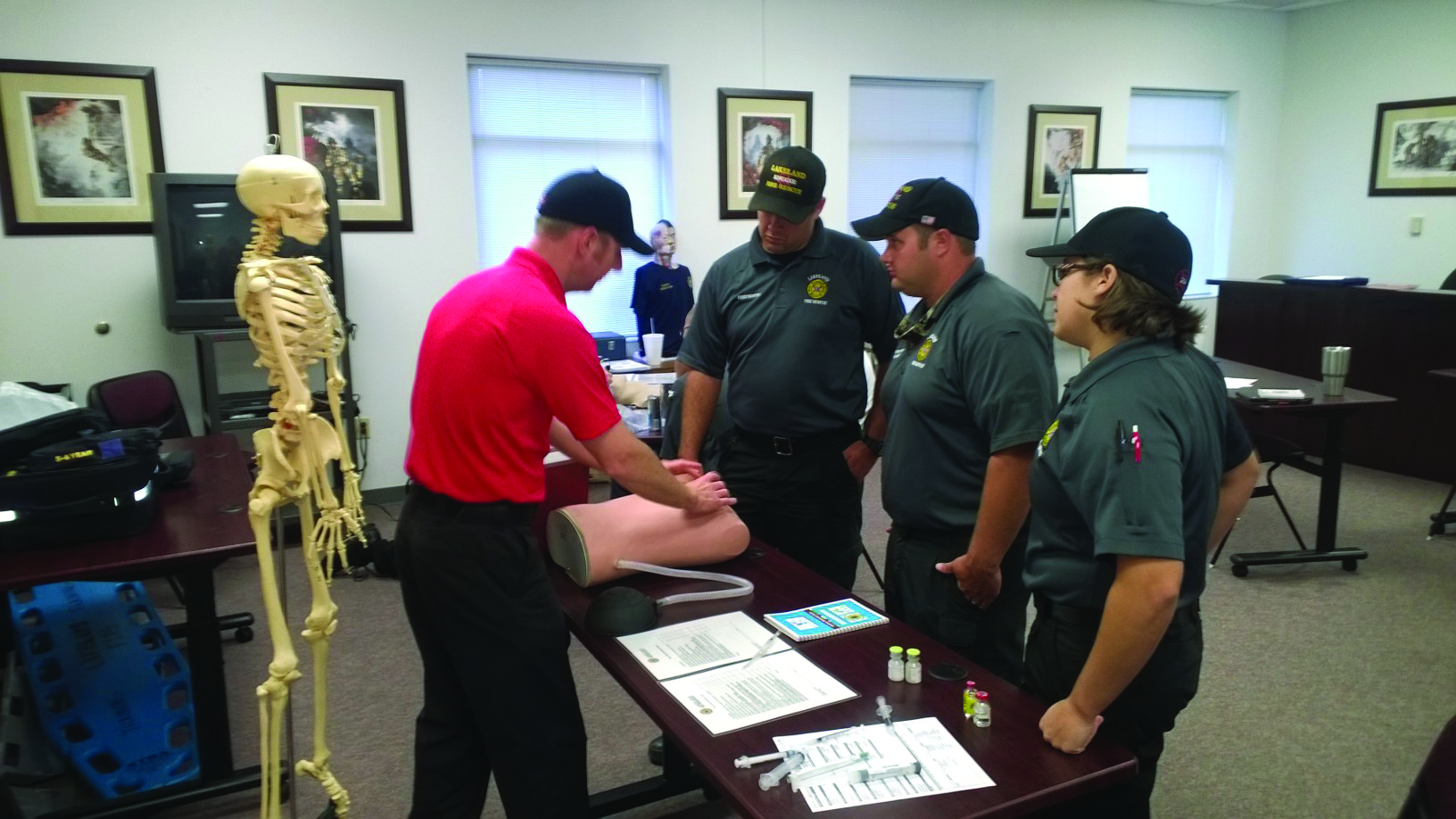 A picture of one of the several medical training programs administered throughout the year to keep LFD responders on the forefront of providing the best care.