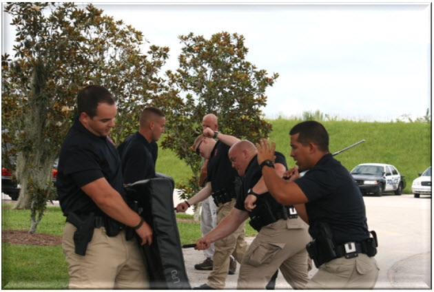 A picture of police baton training