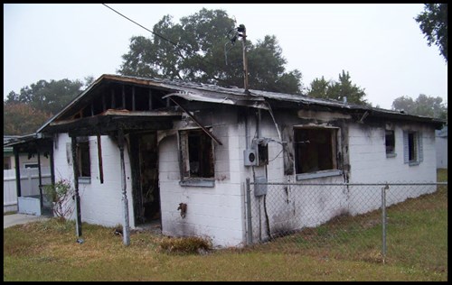 A photo of a demolished home