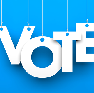 VOTE design with letters cut out